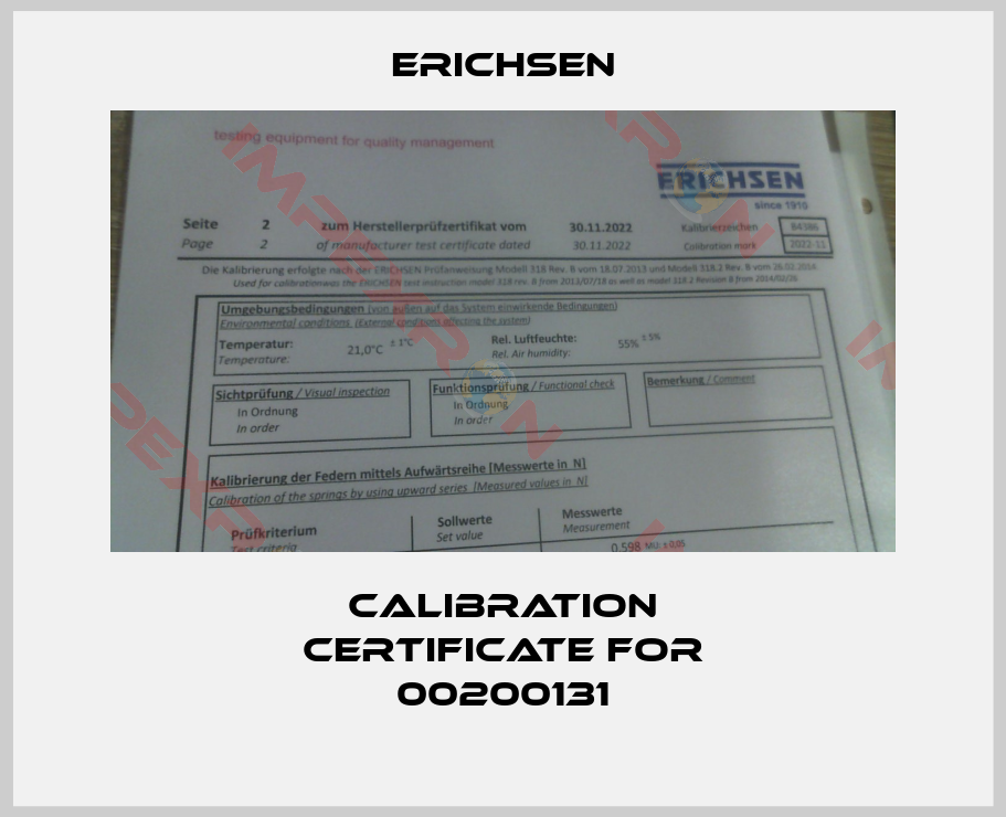 Erichsen-Calibration certificate for 00200131