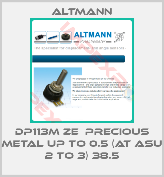 ALTMANN-DP113M Ze  Precious metal up to 0.5 (at Asu 2 to 3) 38.5