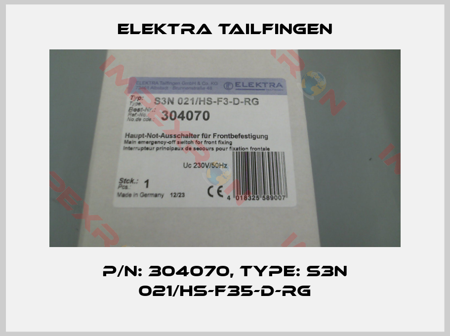 Elektra Tailfingen-P/N: 304070, Type: S3N 021/HS-F35-D-RG