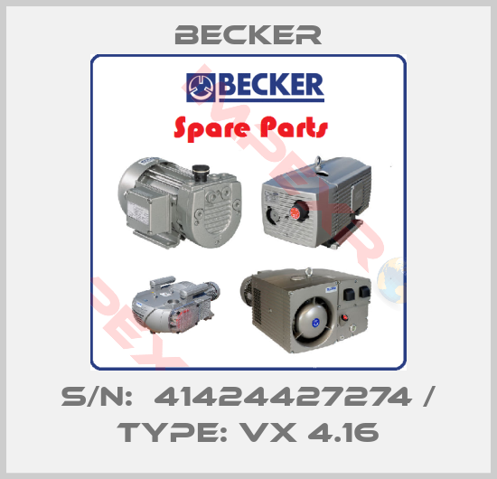 Becker-S/N:  41424427274 / TYPE: VX 4.16