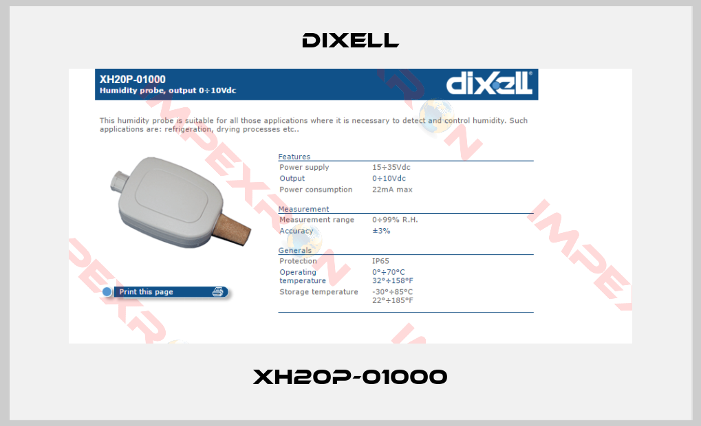 Dixell-XH20P-01000