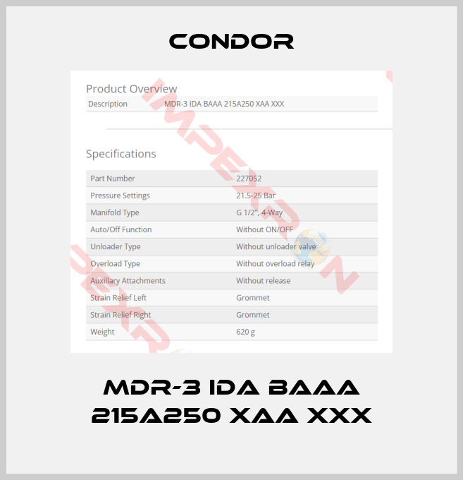 Condor-MDR-3 IDA BAAA 215A250 XAA XXX