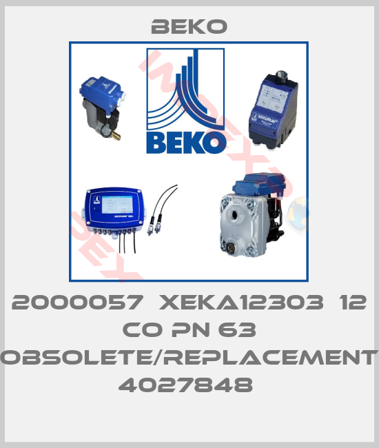 Beko-2000057  XEKA12303  12 CO PN 63 obsolete/replacement 4027848 