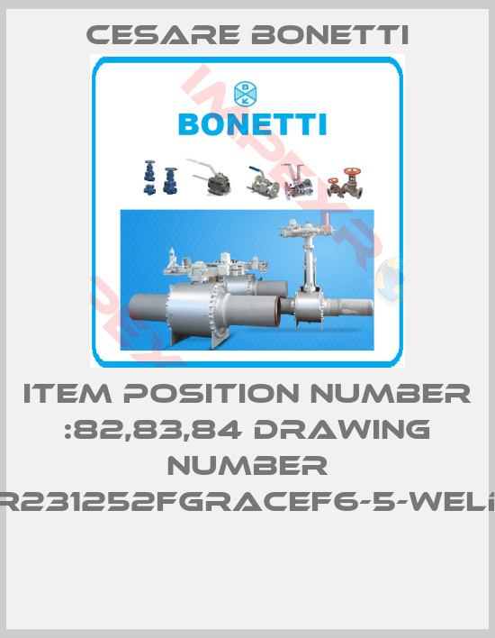 Cesare Bonetti-ITEM POSITION NUMBER :82,83,84 DRAWING NUMBER :R231252FGRACEF6-5-WELD 