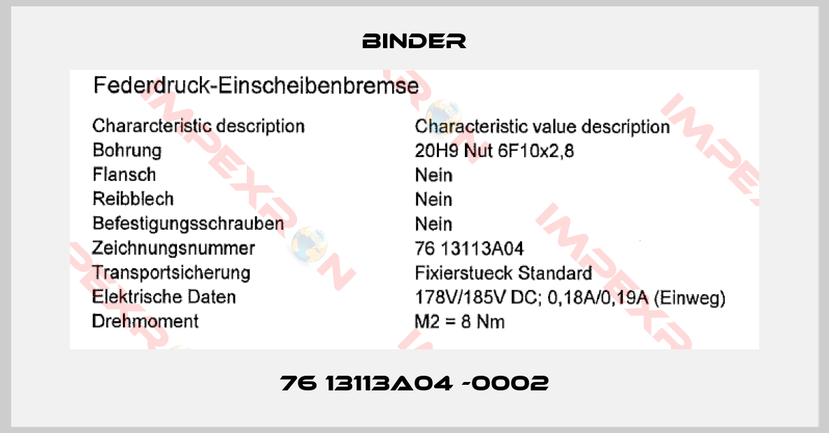 Binder-76 13113A04 -0002
