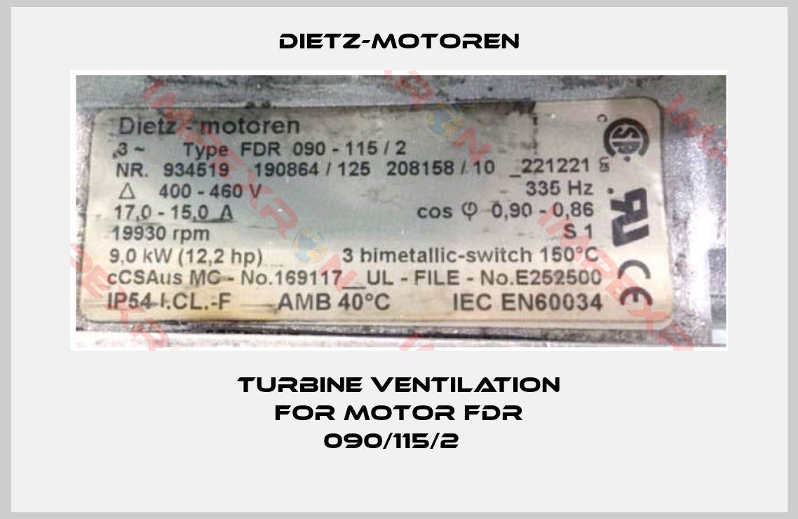 Dietz-Motoren-Turbine ventilation for motor FDR 090/115/2  