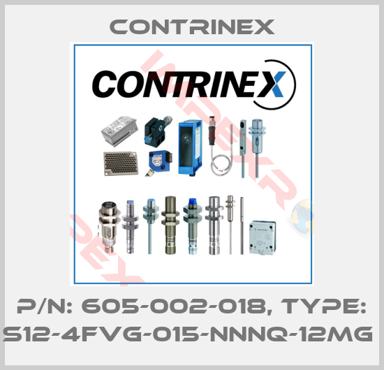 Contrinex-P/N: 605-002-018, Type: S12-4FVG-015-NNNQ-12MG 