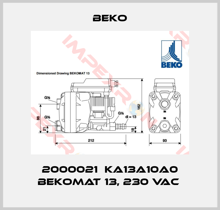 Beko-2000021  KA13A10A0 BEKOMAT 13, 230 VAC 