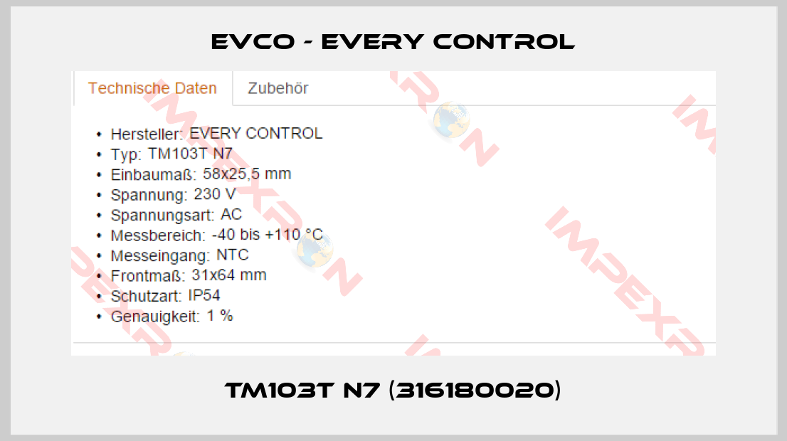 EVCO - Every Control-TM103T N7 (316180020)