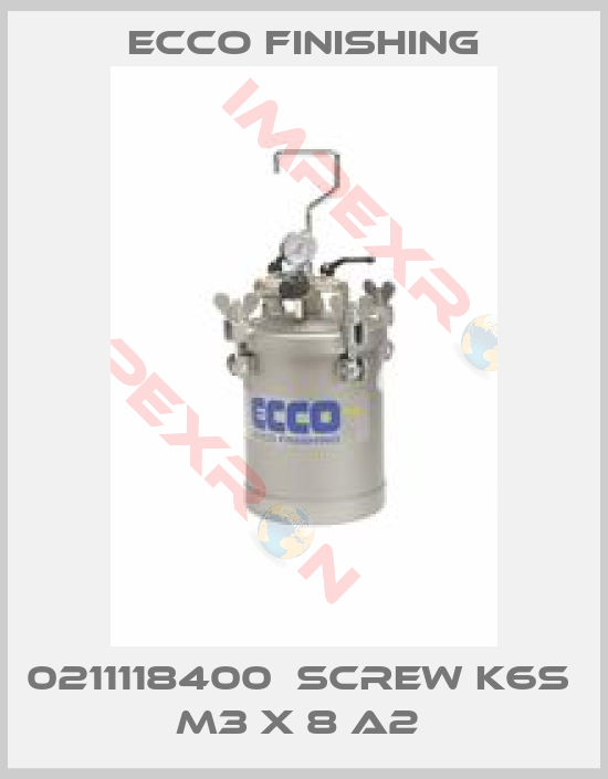 Ecco Finishing-0211118400  SCREW K6S  M3 X 8 A2 