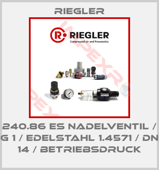 Riegler-240.86 ES NADELVENTIL / G 1 / EDELSTAHL 1.4571 / DN 14 / BETRIEBSDRUCK